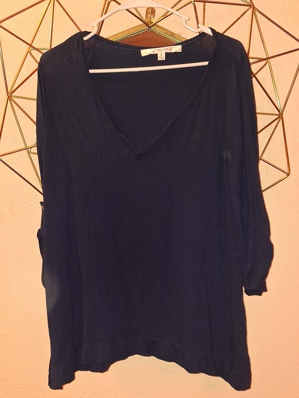 Studio M Navy V-Neck Long Sleeve Tunic